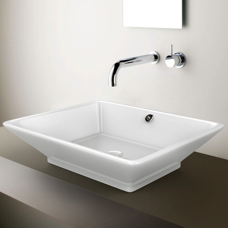 American Imaginations Ceramic Rectangular Vessel Bathroom Sink with